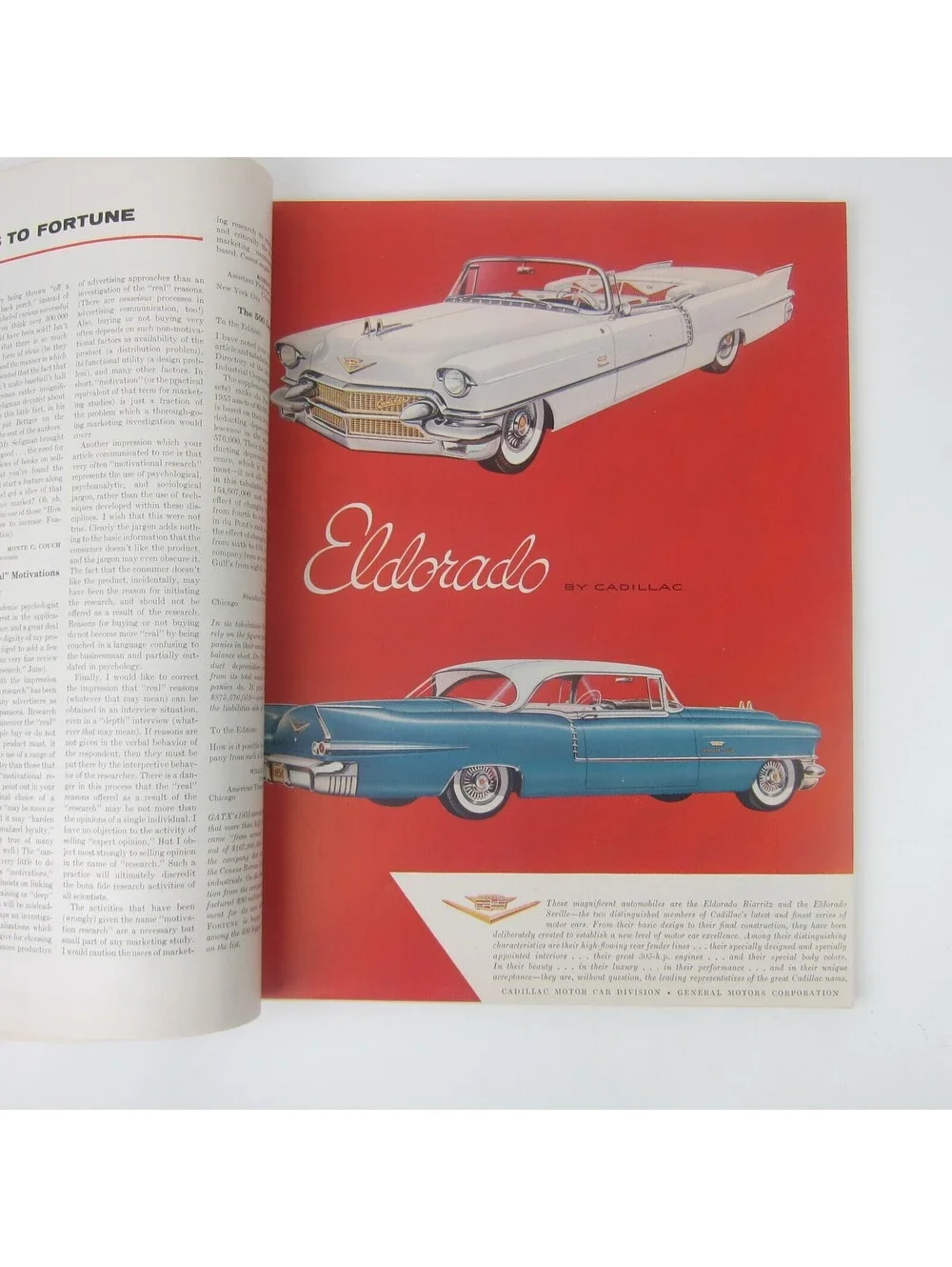 Vintage FORTUNE Magazine August 1956 Cadillac Caprolan Standard Johnnie Walker